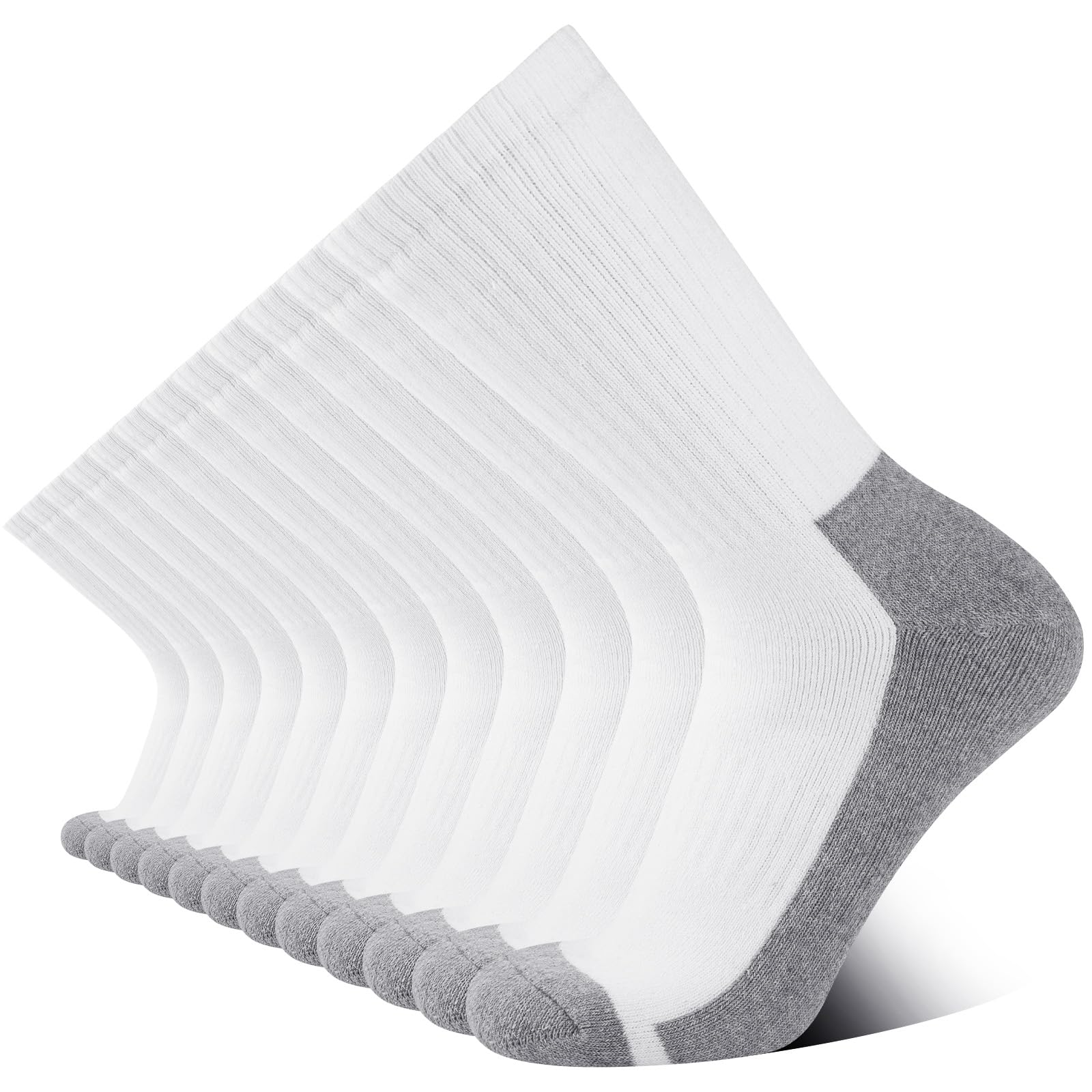 eallcoMens Crew Full Cushioned Athletic Work Socks Thick Training Heavy Duty Socks for Men 6 Pairs