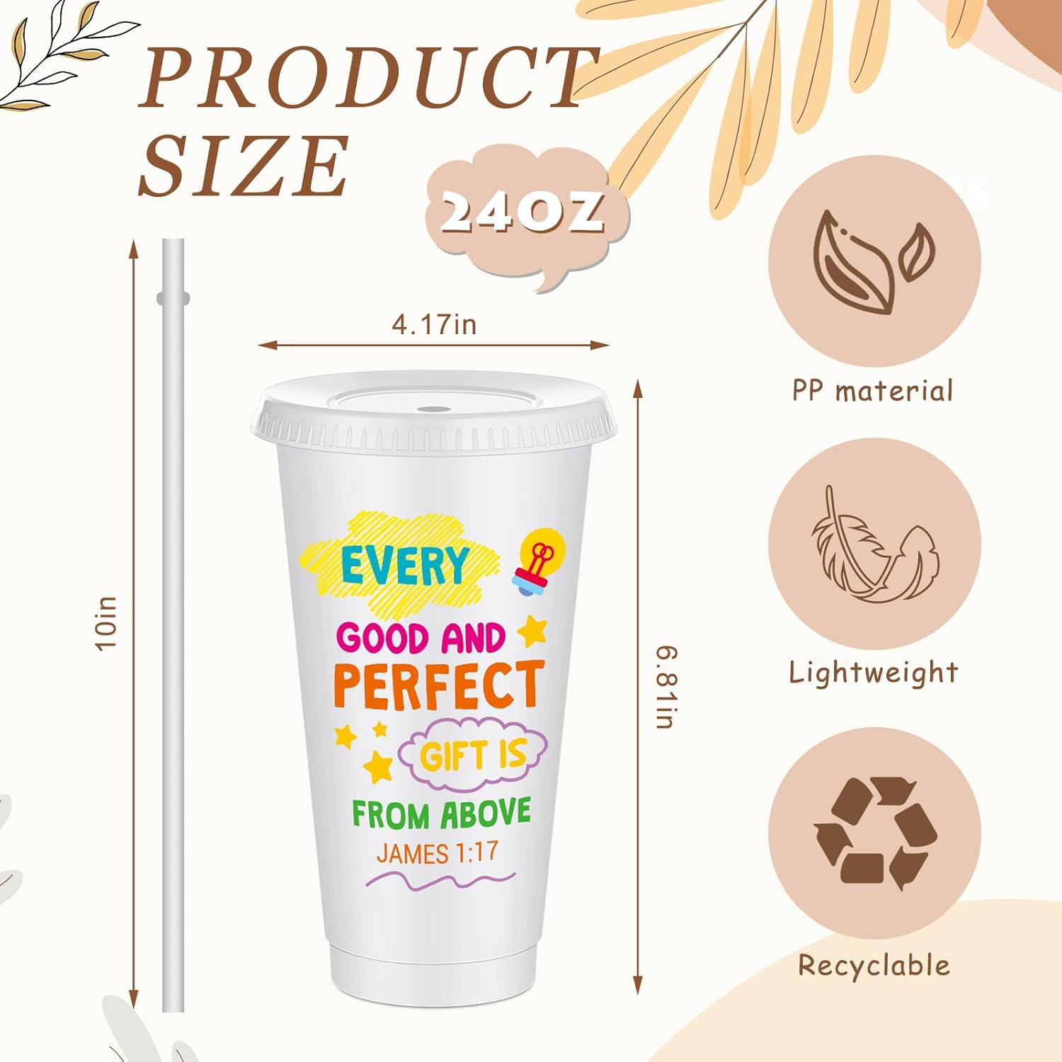 Uiifan 30 Pcs Bulk Christian Cups Gifts for Kids, 24oz Plastic Religious Jesus Cups with Bible Verse, Sunday School Gifts for Kids Children (White) - Image 2