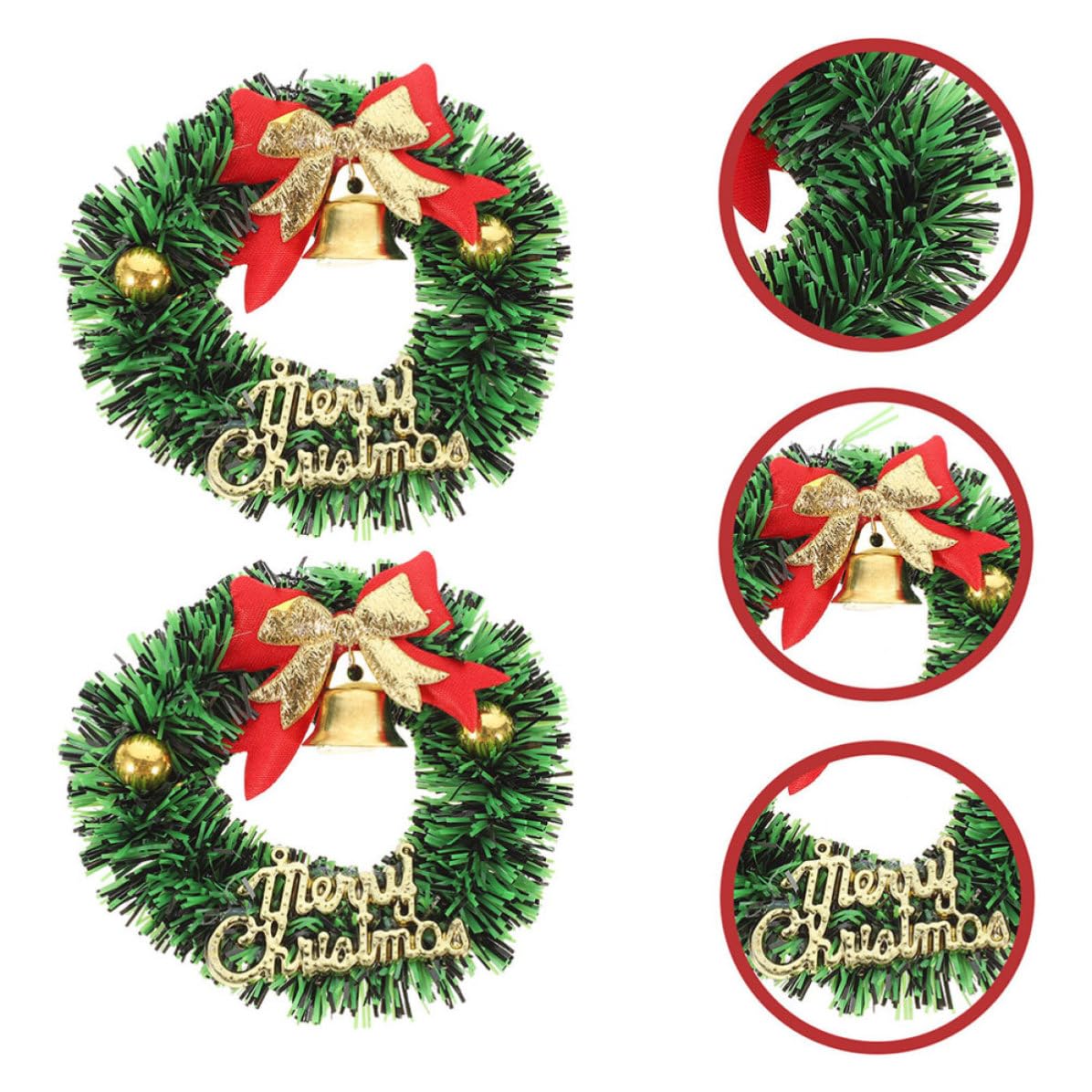 Veemoon 20 Pièces Mini Couronne de Noël Artificielle en Plastique et Tissu, Décoration Suspendue Classique pour Sapin et Fête de Noël, Ajoute Une Ambiance Festive Traditionnelle