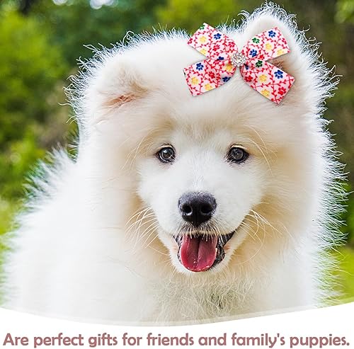 Miniatura 7 de PET SHOW 50 unidades25 pares de lazos para el pelo de perro grande de 4 pulgadas, a granel con pinzas de cocodrilo para perros medianos y grandes,