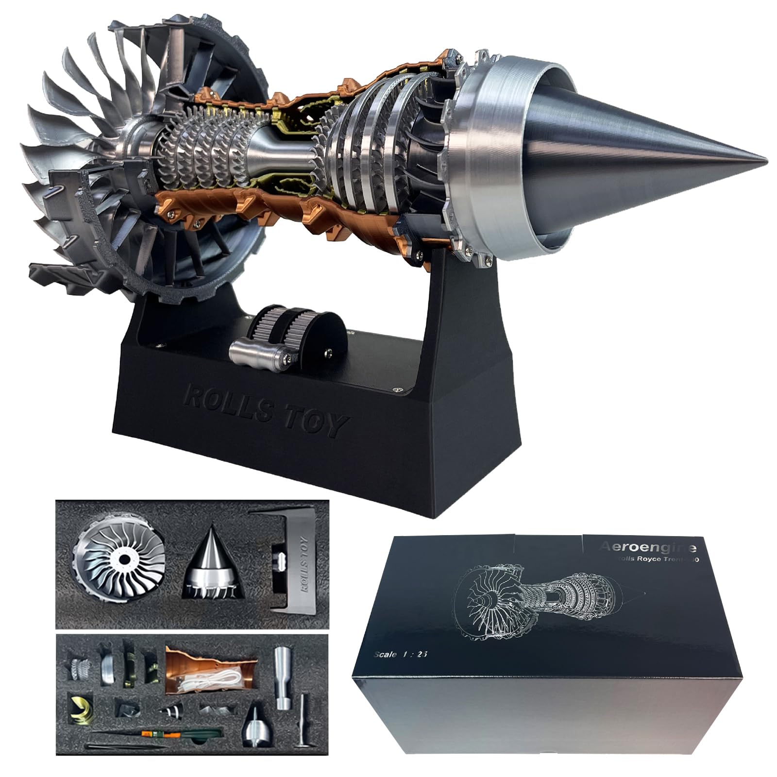 Turbofan Engine Model Kits.Jet Engines Adjustable speed. 28CM TR900 aircraft engine Replica. Mechanical Engineering Education Toy and Desktop Ornaments Gift for Hobbyists (Assembly Version)