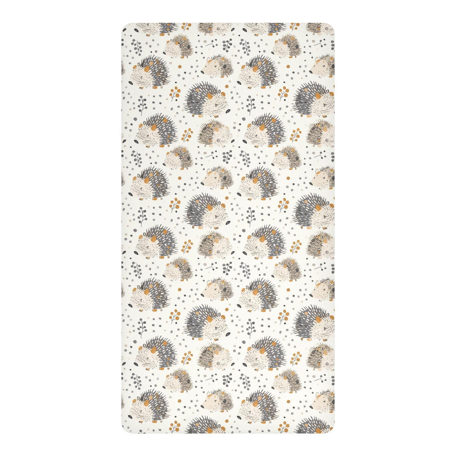 Parure de lit imperméable berceau 132x71 drap housse bébé ivoire gris porc-épic