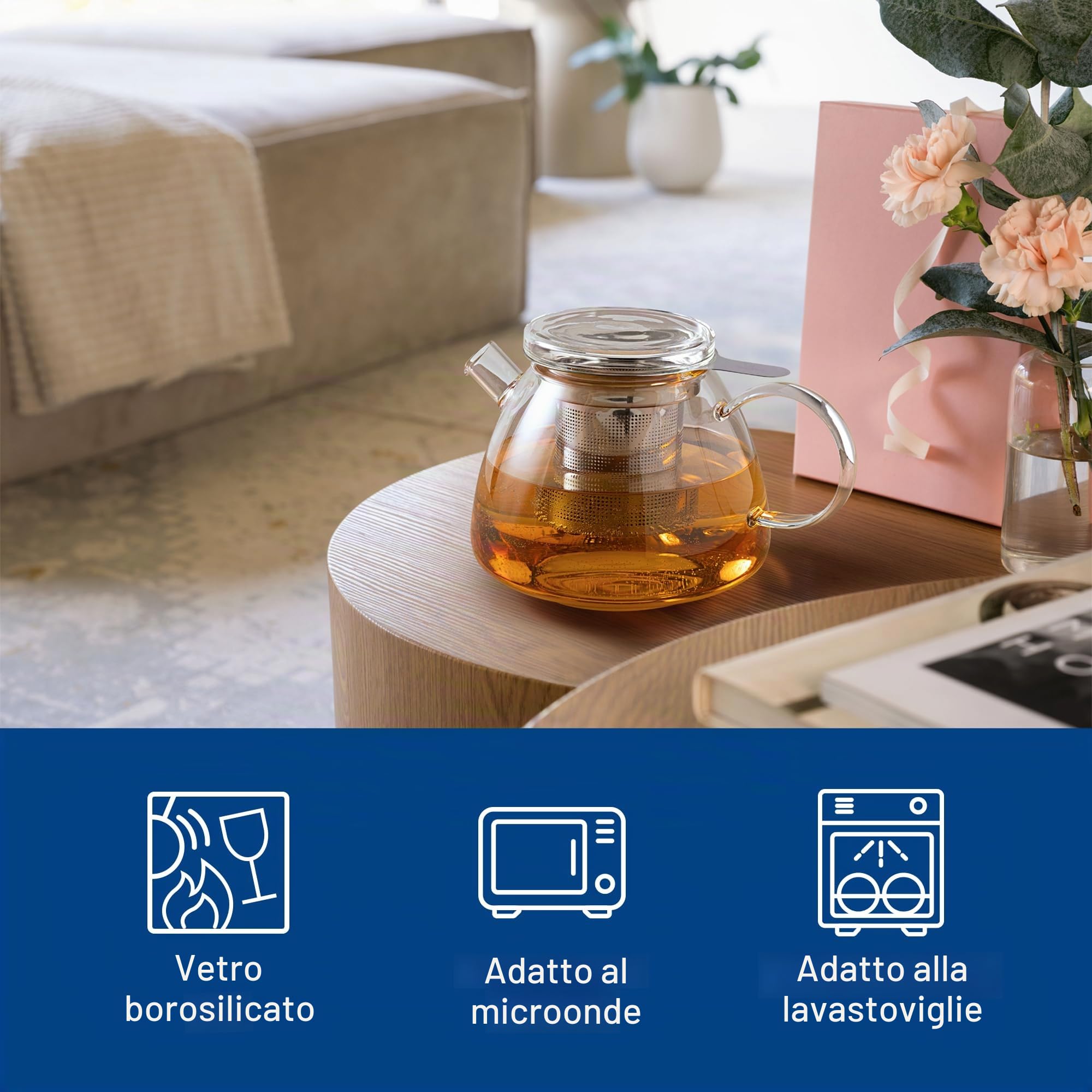 Villeroy & Boch - Artesano Hot&Cold Beverages teiera trasparente, lavabile in lavastoviglie, utilizzabile nel microonde, bricco da caffè per bevande calde e fredde, 1 litro, vetro borosilicato