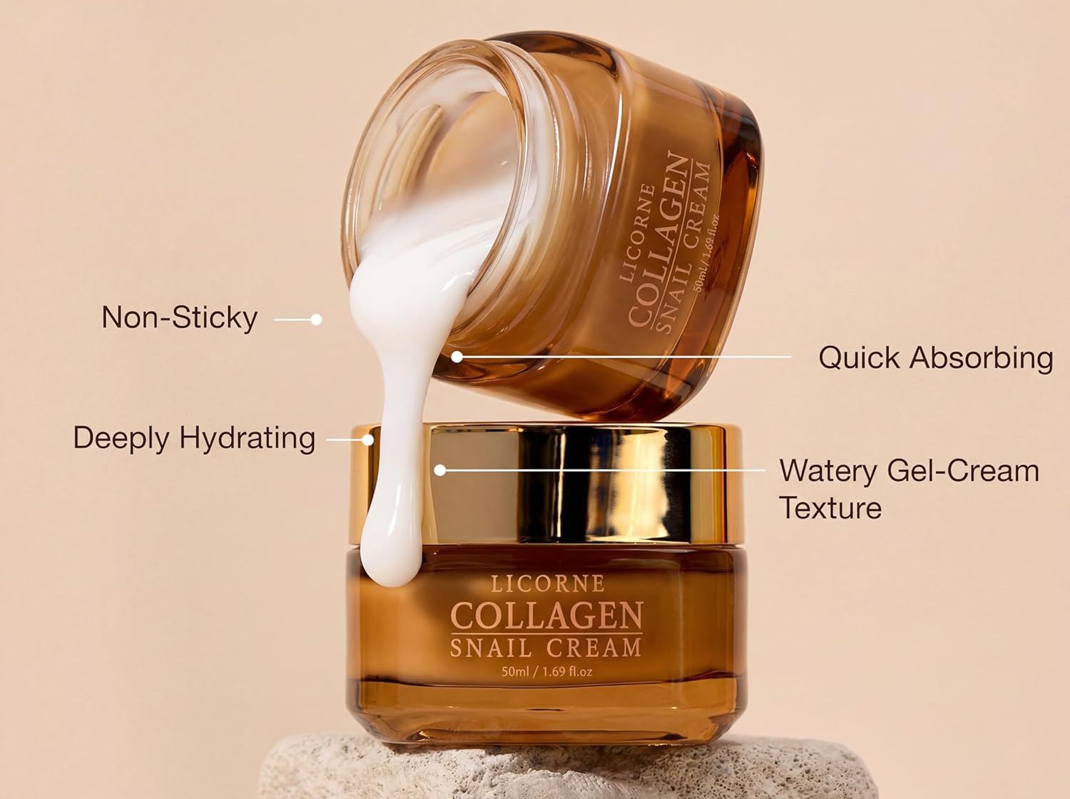 LICORNE Snail Collagen Repair Cream, Daily Face Moisturizer with Snail Mucin & Collagen, Anti-Aging Firming Cream for Wrinkles & Dry Skin, Hydrating Korean Skincare for Day & Night, 1.69 fl oz - Image 4