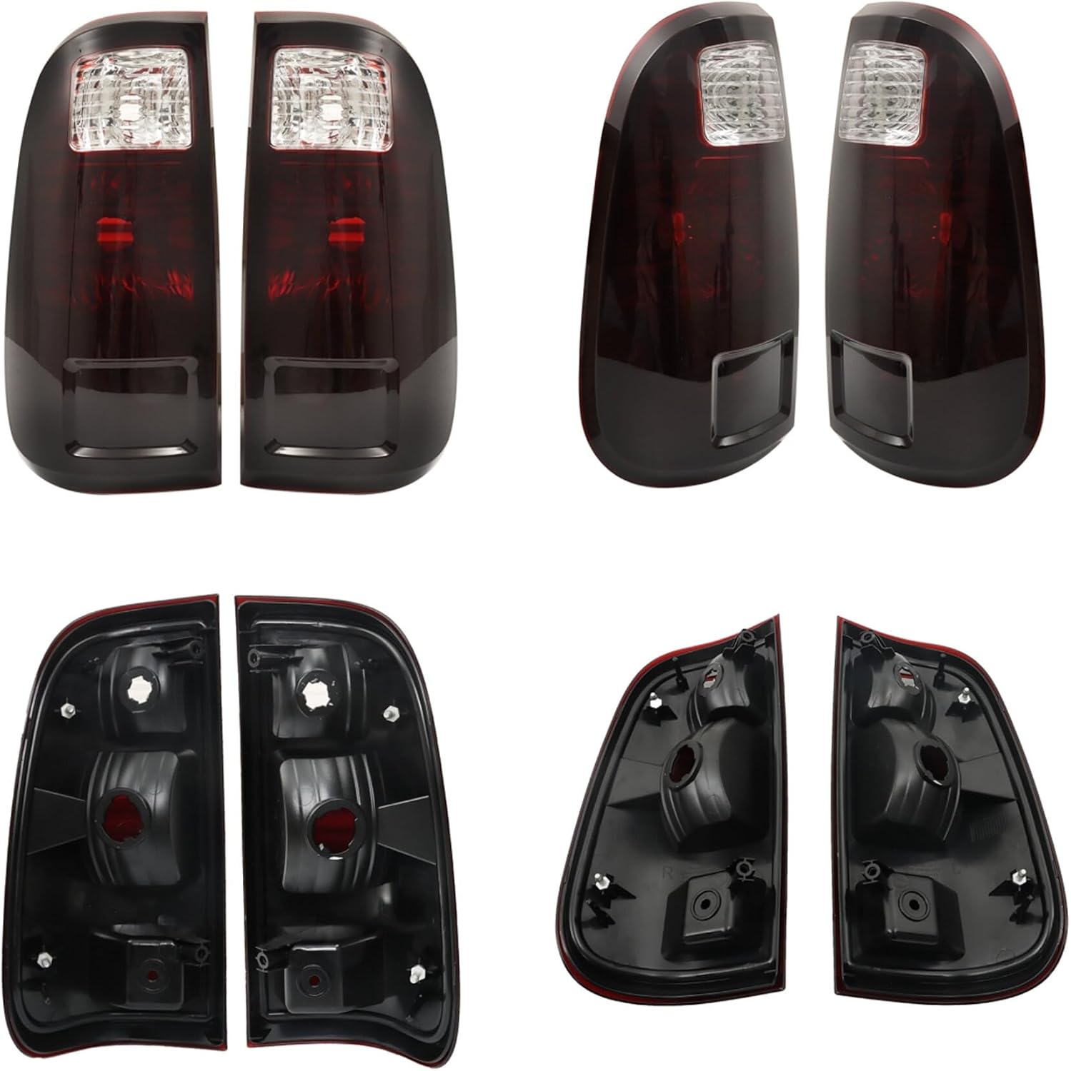 1 Pair Dark Tinted Tail Light Assembly Rear Driver and Passenger Side Red Smoke Lens Replacement for 2008-2016 F250 F350 F450 F550 Super Duty