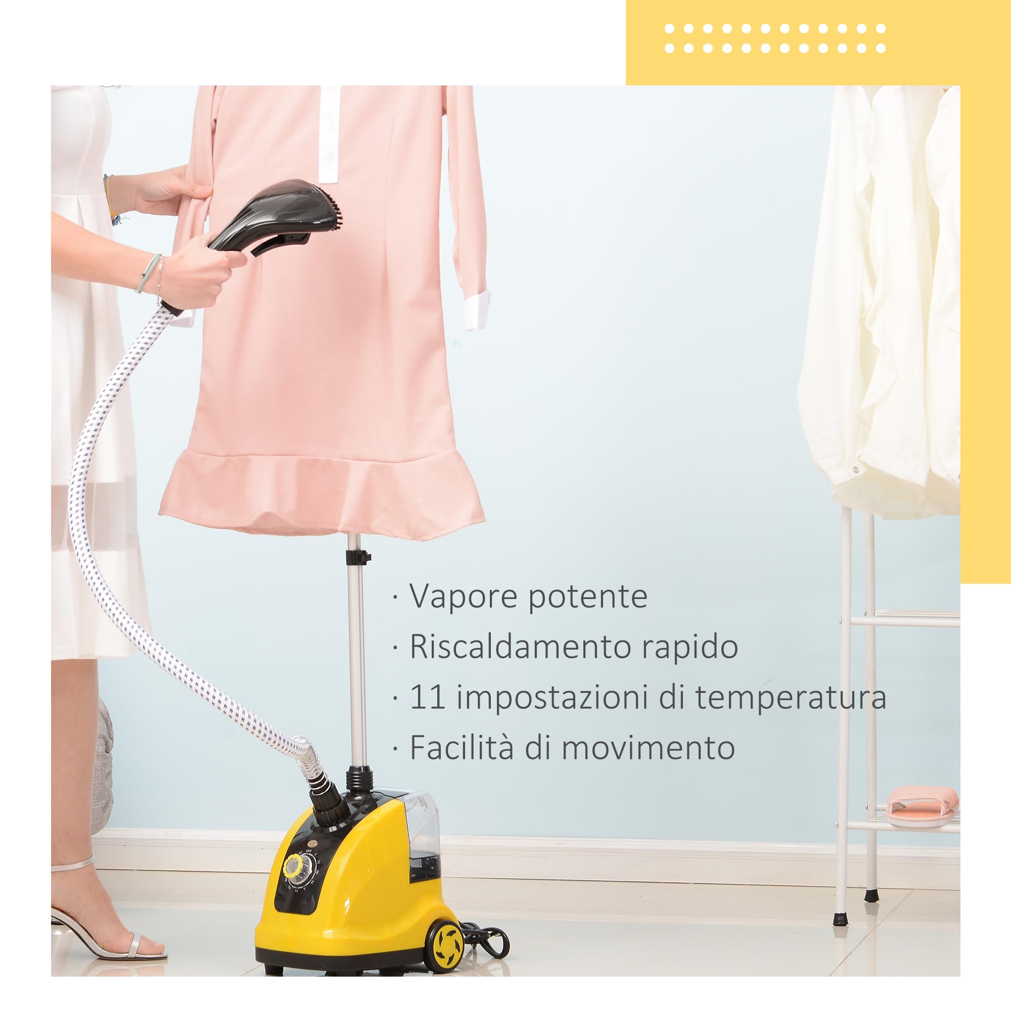 HOMCOM Stiratrice a Vapore Verticale 1.4L 1950W