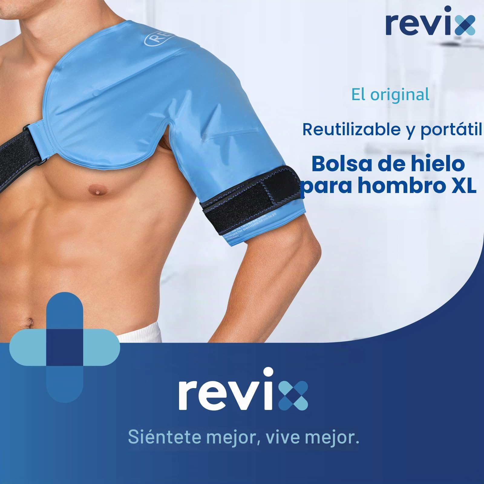 REVIX Bolsa de hielo de hombro XL para manguito rotador, envoltura fría reutilizable de gel para lesiones y cirugía, forro de felpa suave, flexible y de larga duración