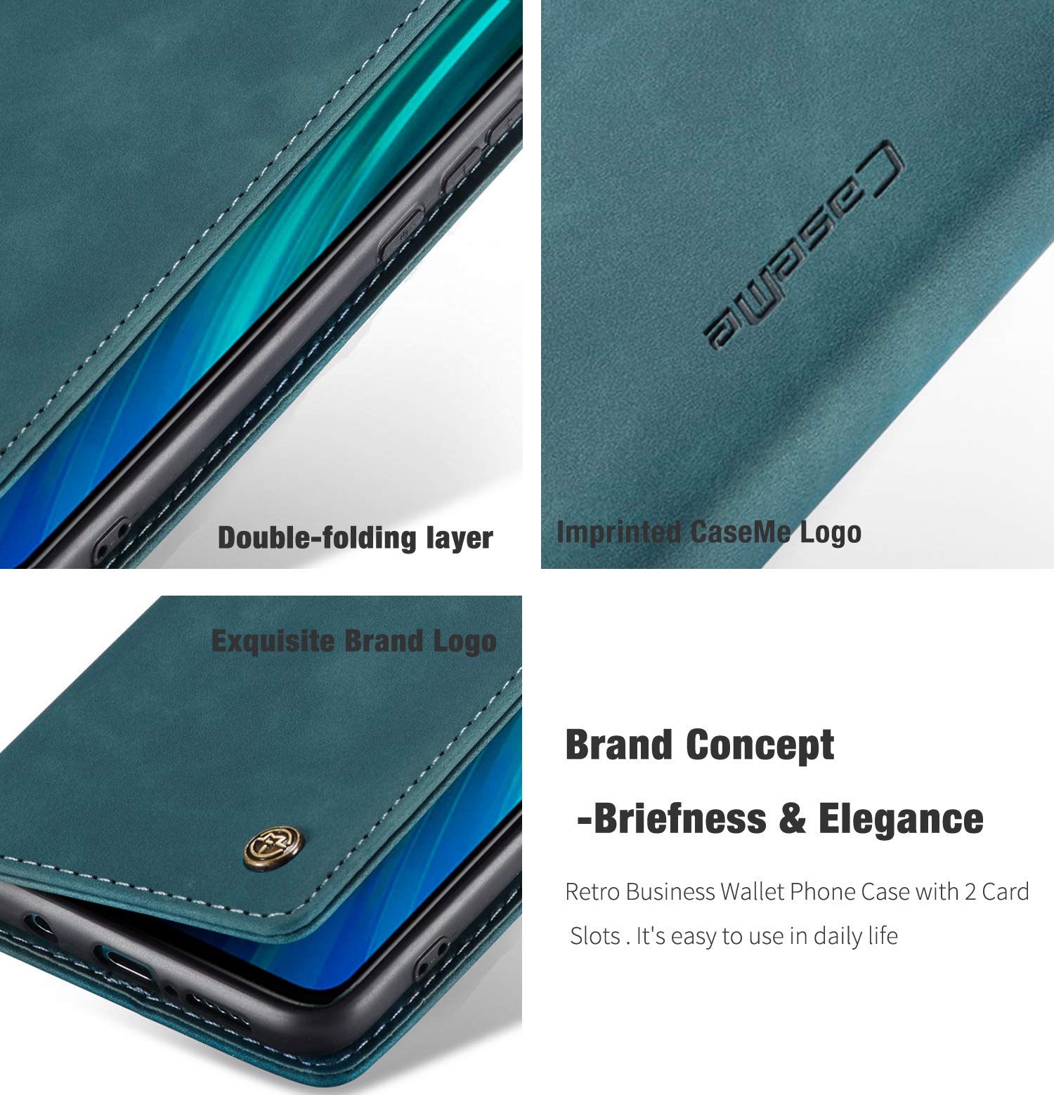 Custodia Portafoglio In Pelle PU Con Supporto E Chiusura Magnetica Per Xiaomi Redmi Note 8 (Blu)