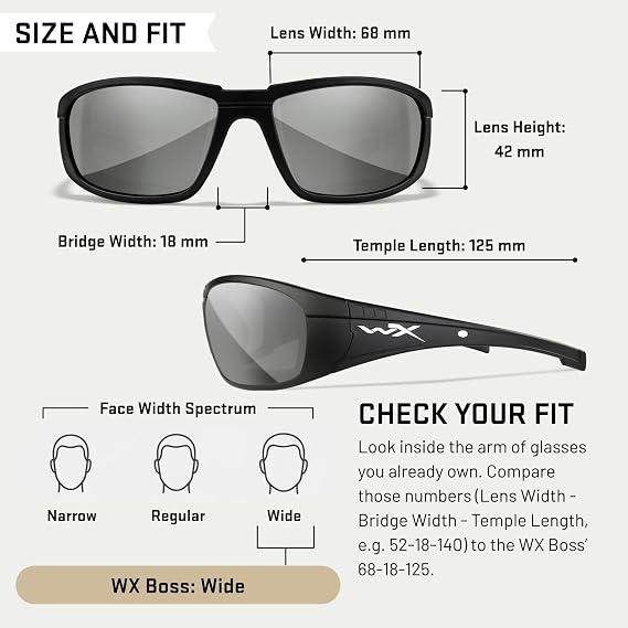 Wiley X WX Boss Captivate Polarized Sunglasses, Safety Glasses for Men and Women, UV Eye Protection