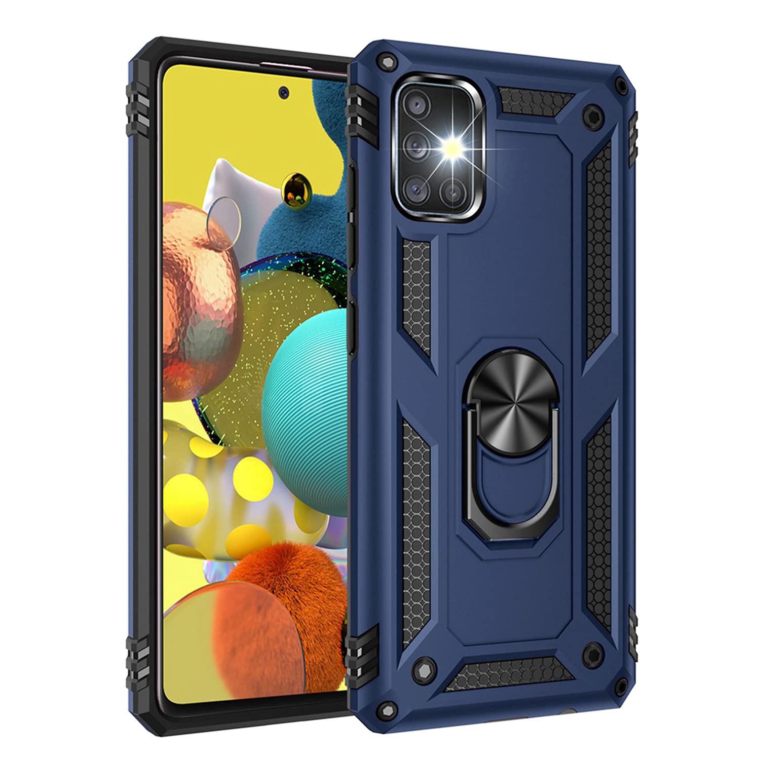 Protection Case for Samsung A51 5G Armor Dual Layer Fullbody Protective Cover with 360 Degree Swivel Ring Kickstand for Samsung Galaxy A51 5G(Model: