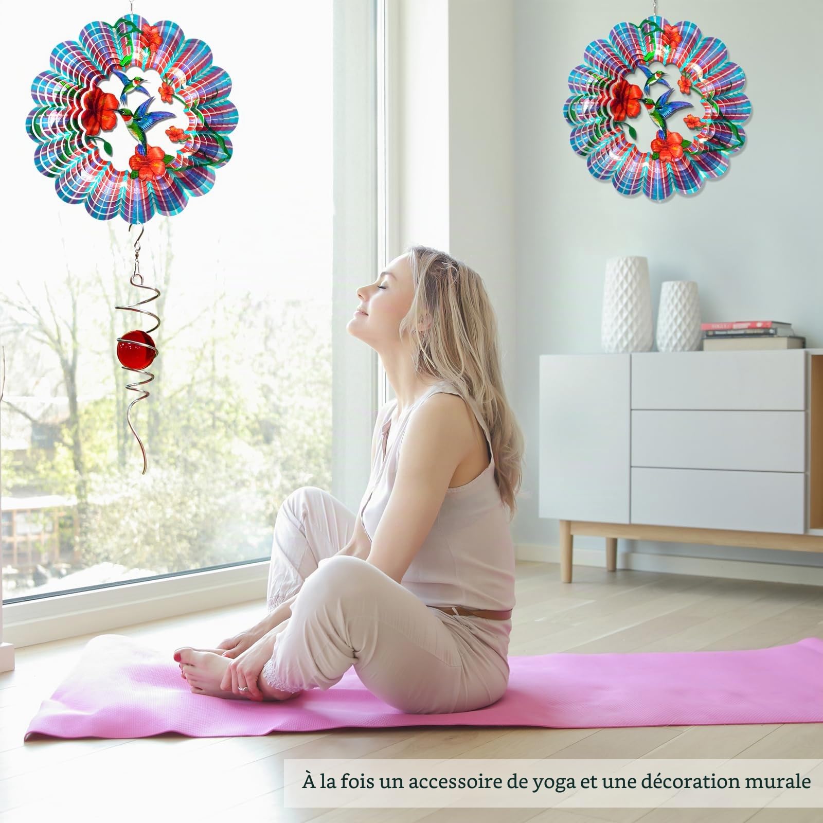 Éolienne à Vent en Forme de Colibri à Suspendre pour l'extérieur crée des Effets cinétiques 3D - Décoration de Jardin - Cadeau Unique