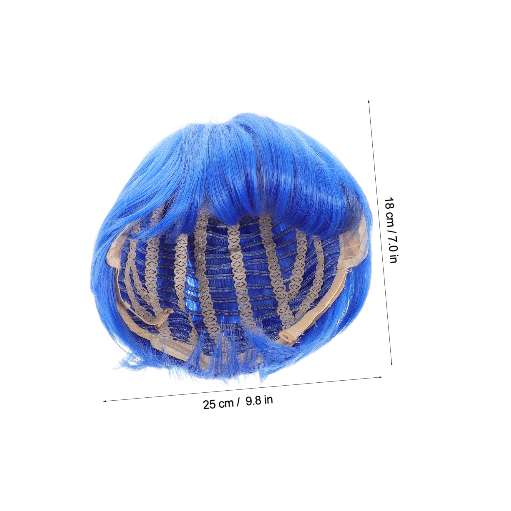 Healvian Short Blue Wig with Bangs Cosplay Hairstyle for Accessory for Parties and Events for Boys