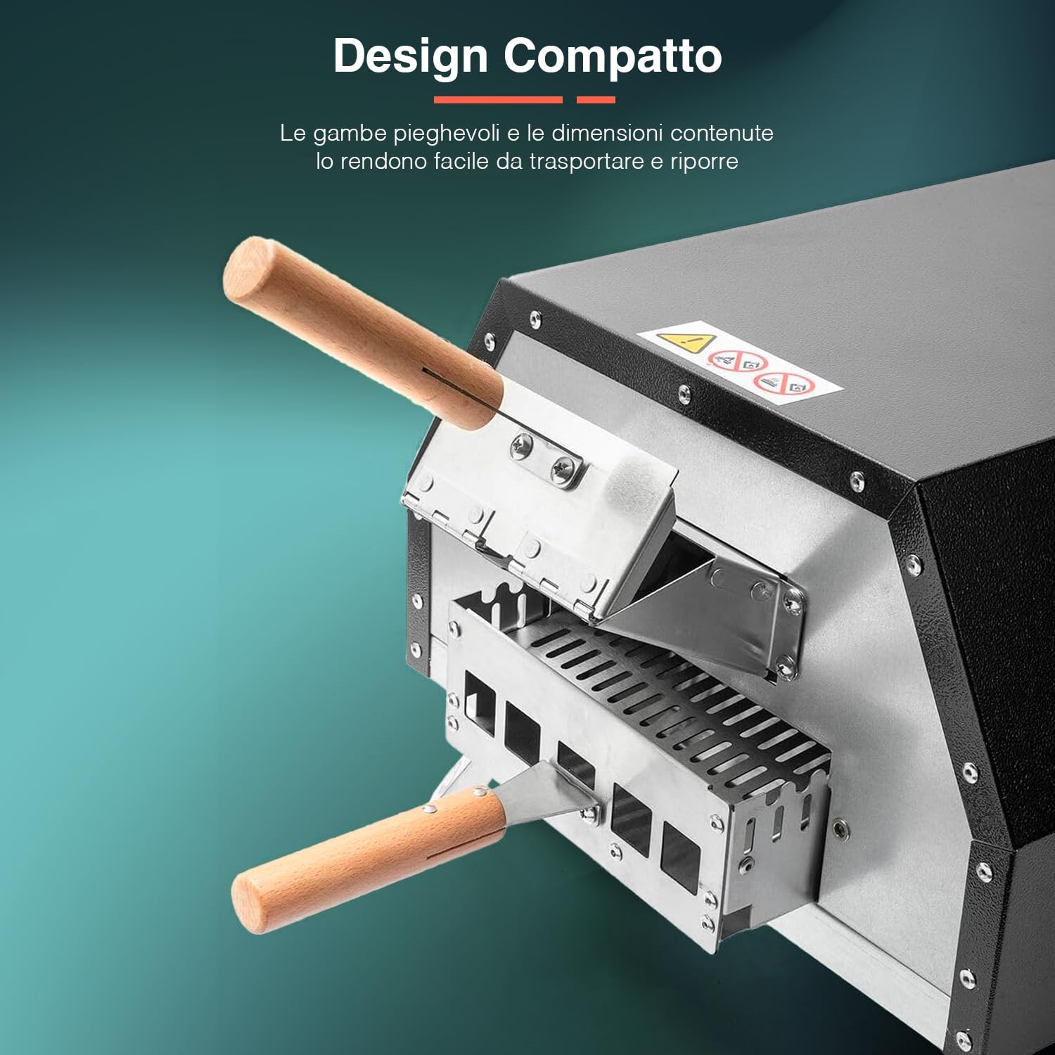 Avilia Forno a Pellet per Pizza - Forno per Esterni con Canna Fumaria, Termometro, Pietra Ceramica, Pala e Gambe Pieghevoli, Ideale per Giardini e Terrazze, in Pietra e Acciaio, 42x81x80cm