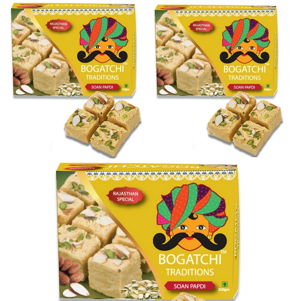 BOGATCHI Soan Papdi, Traditional Rajasthani SoanPapdi, Royal Indian Sweet for Gift on Festival, Pack of 3 x 200g (B075X43KRQ) Amazon Price History, Amazon Price Tracker