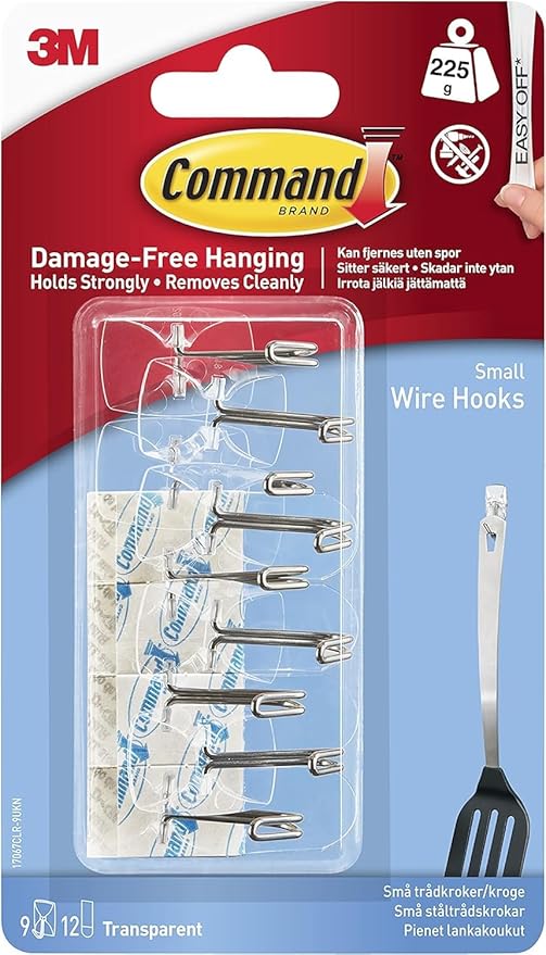 Command Clear Wire Hanger Hook 9 Hooks 12 Adhesive Strips