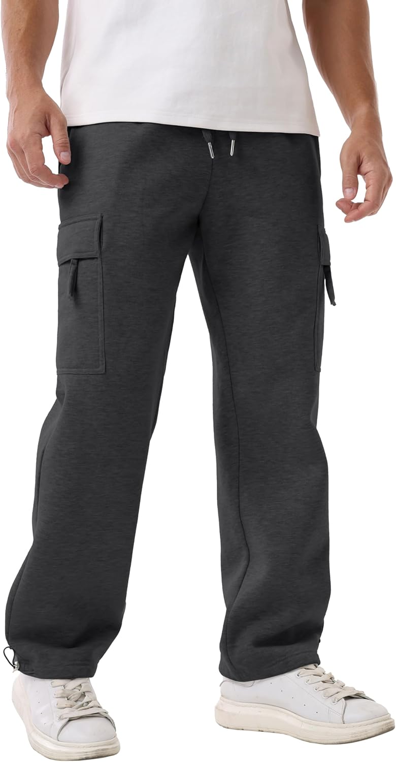 Sailwind Men's Fleece Cargo Sweatpants Casual Loose Fit Heavyweight Pants with Pockets - Image 3