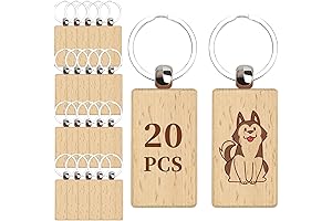 LOTMER 20-Piece Wooden Keychain Blanks for Creative DIY Projects
