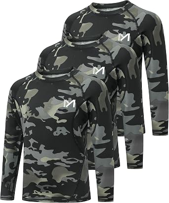 MEETYOO Youth Boys Compression Thermal Shirt Long Sleeve Fleece Undershirt Football Baseball Soccer Base Layer Top for Ski