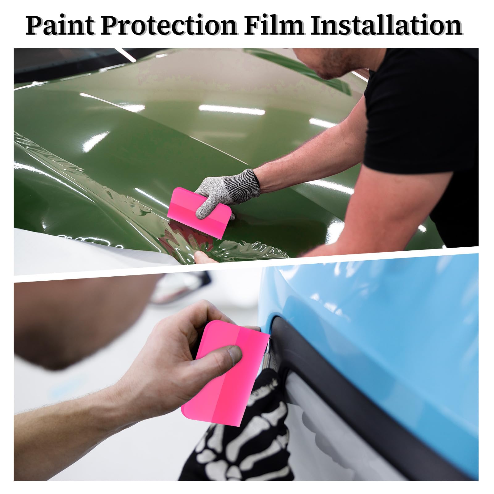 Trinkrittey 3 Stück rosa Auto-Abzieher aus TPU-Gummi, kratzfest für PPF, Vinylfolie und Fenstertönungswerkzeug, verschiedene Größen, geeignet für Autos
