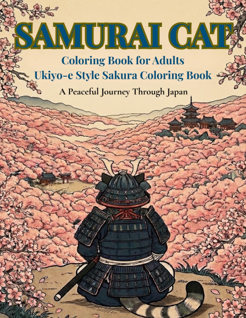 SAMURAI CAT Coloring Book for Adults Ukiyo-e Style Sakura Coloring Book: A Peaceful Journey Through Japan