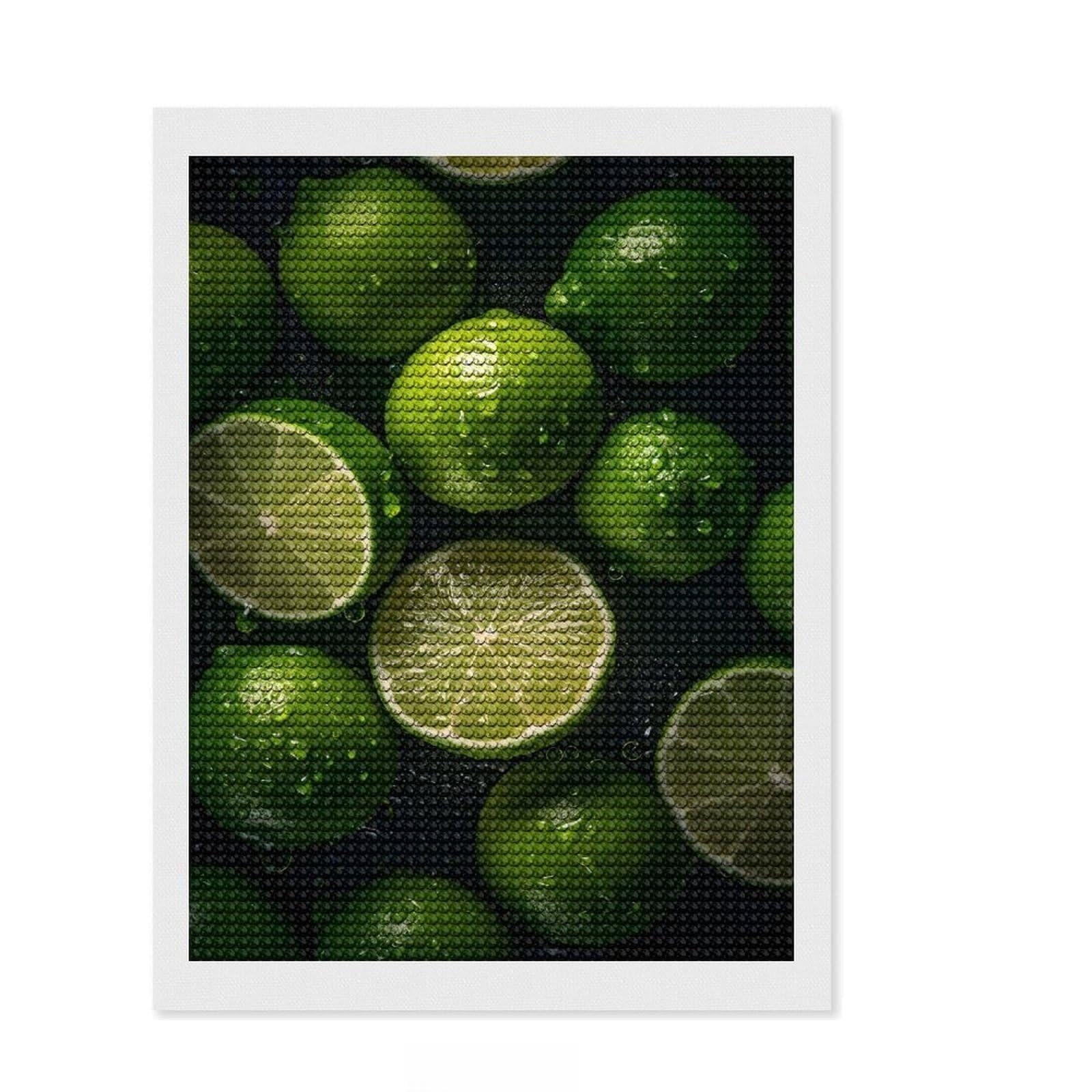 Junmoney Lime Diamond Painting Set 12"x16", Birthday Gift, for Beginners, Full Kit Included, Vintage Style Decor, with Tool Kit