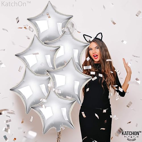 Miniatura 5 de KatchOn, Globos metálicos de estrella plateados, 18 pulgadas, paquete de 6, globos de estrella 3D, decoraciones de estrellas para el hogar, globos