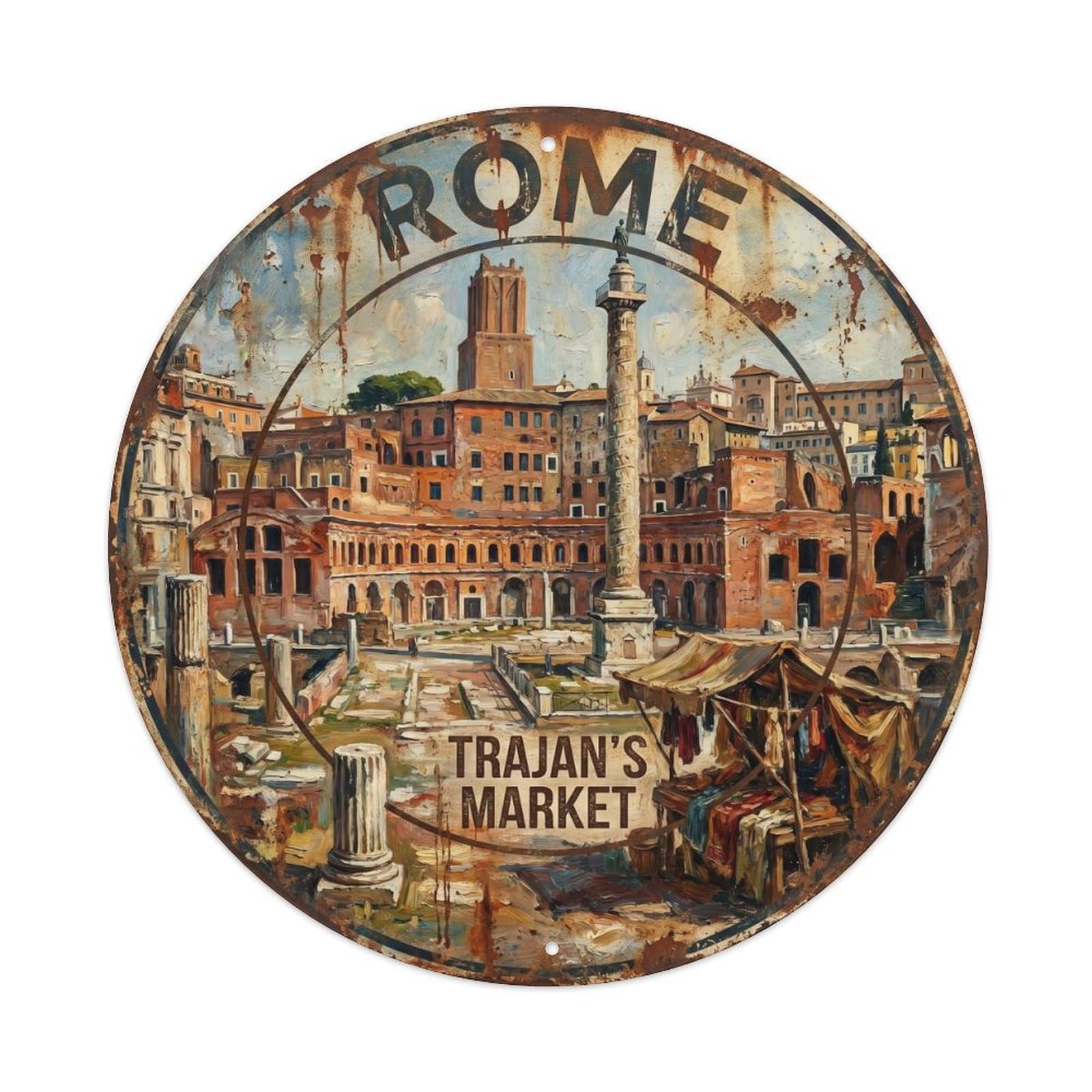 Rome Italy Trajans Cultural Travel Classic Metal Tin Sign