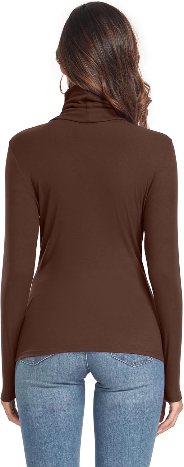 Women's Long Sleeve Casual Lightweight Turtleneck Top Slim Fit Thermal Active Layer Shirts - Image 5