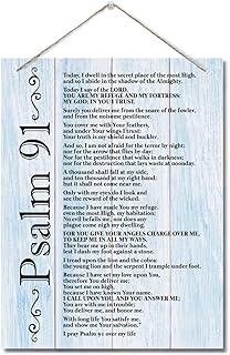 Inspirational Wood Art Signs, Psalms 91 Wall Sign, Hanging Printed Wall Plaque Wood Signs, Bible Verse Print, Christian Scripture for The Home or Office Decor, Christian Wall Decor 10 X 7.8 inch
