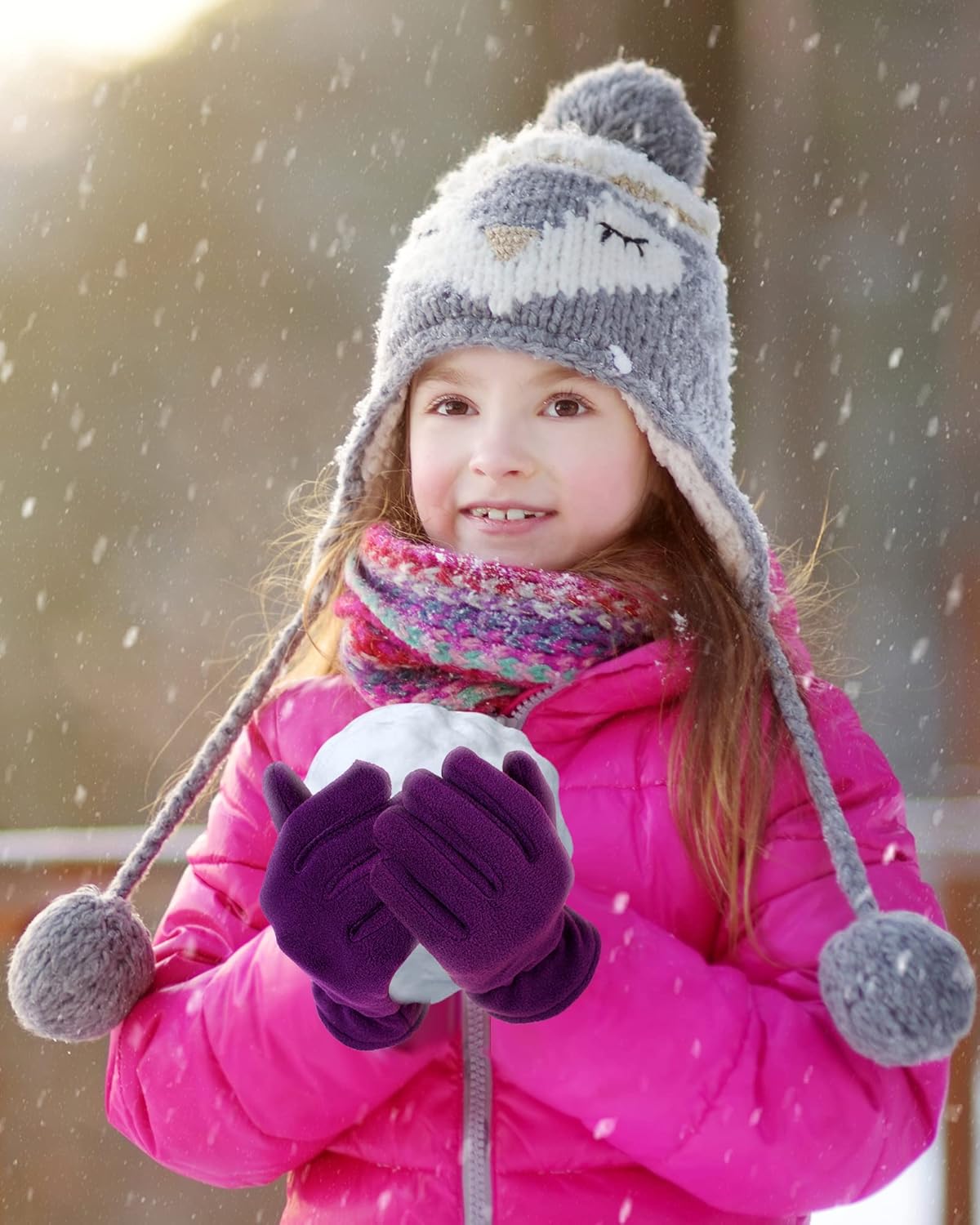 Geyoga 2 Pairs Kids Fleece Gloves Full Finger Winter Warm Gloves Cold Weather Mittens for Boy Girl - Image 2