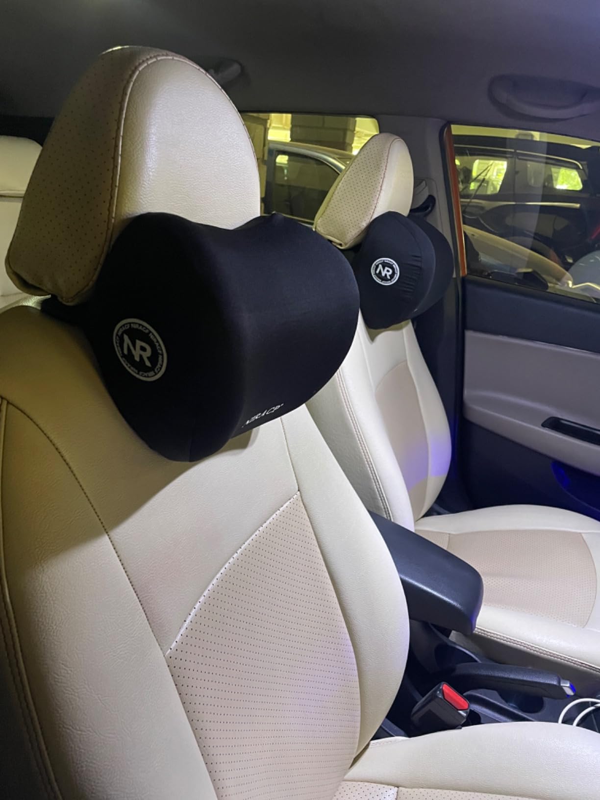 Crofy 2 Pack Car Neck Pillow, Softness Car Headrest Pillow For Driving With Adjustable Strap, 100% Memory Foam And Breathable Removable Cover, Comfortable Ergonomic Design (Red Side Rope