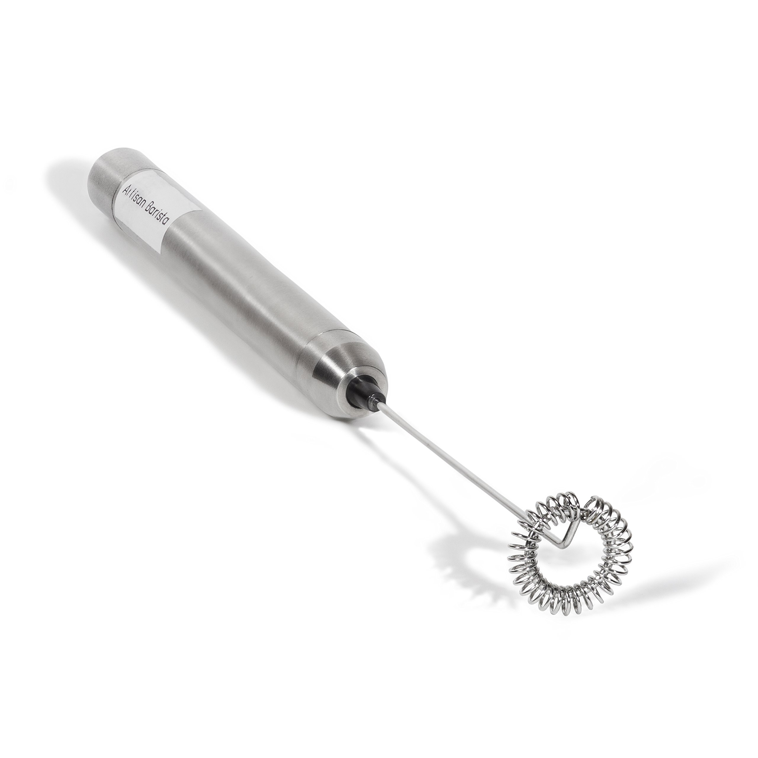 Milk Frother - Make Your Own Barista Coffee and Matcha At Home - Comes With An eBook for Artisan Coffee Recipes - 2 Batteries Included - Includes Device to Fix It To The Wall