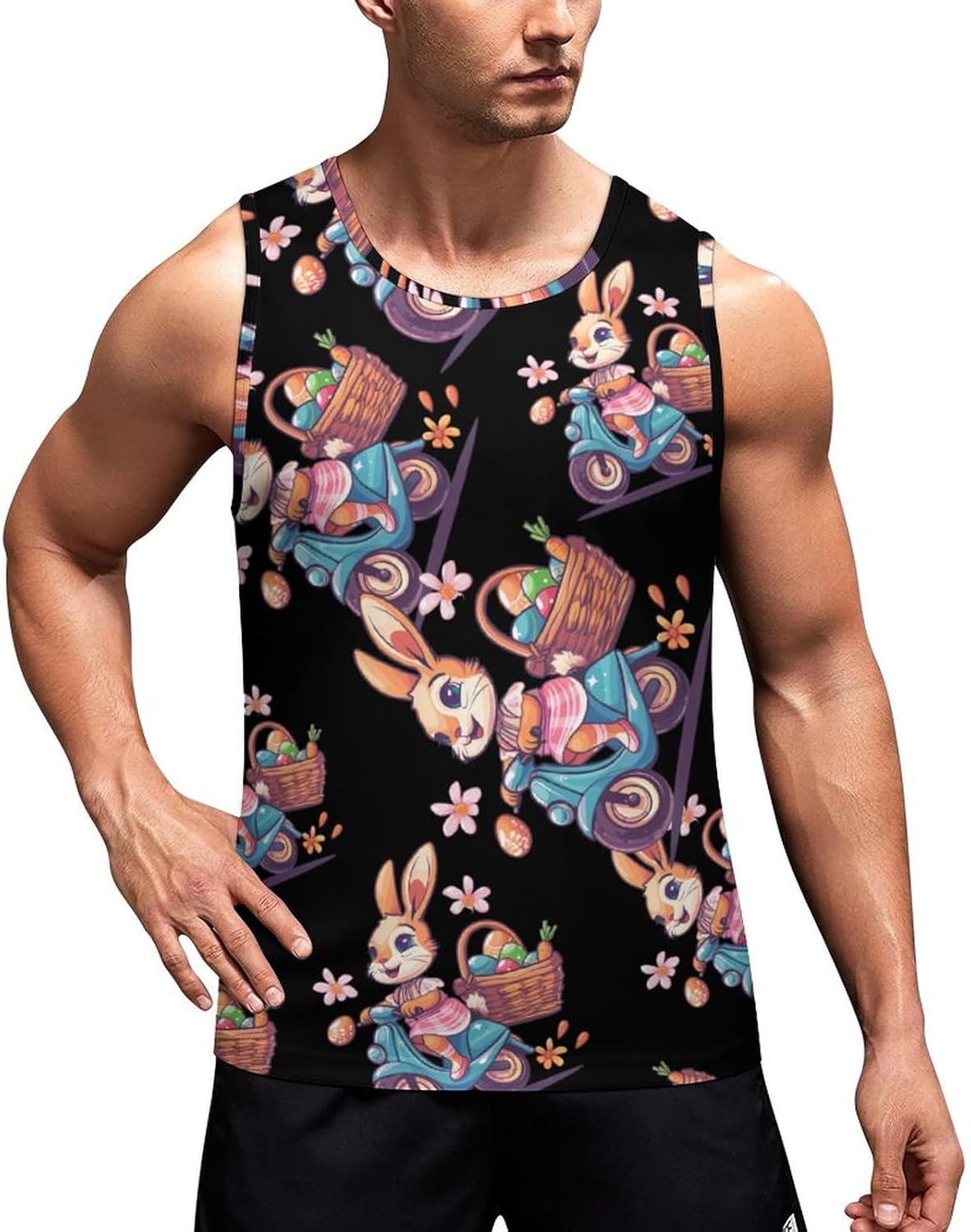 Bunny Scooter Men's Tank Top Sleeveless Muscle Shirts Vest Beach T Shirts for Workout Gym