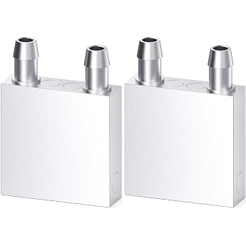 CLDIY Aluminum Water Cooling Block Liquid Water Cooler Heatsink System for PC Computer CPU Graphics Heatsink Endothermic Head Silver 40mm x 40mm x 12mm Pack of 2