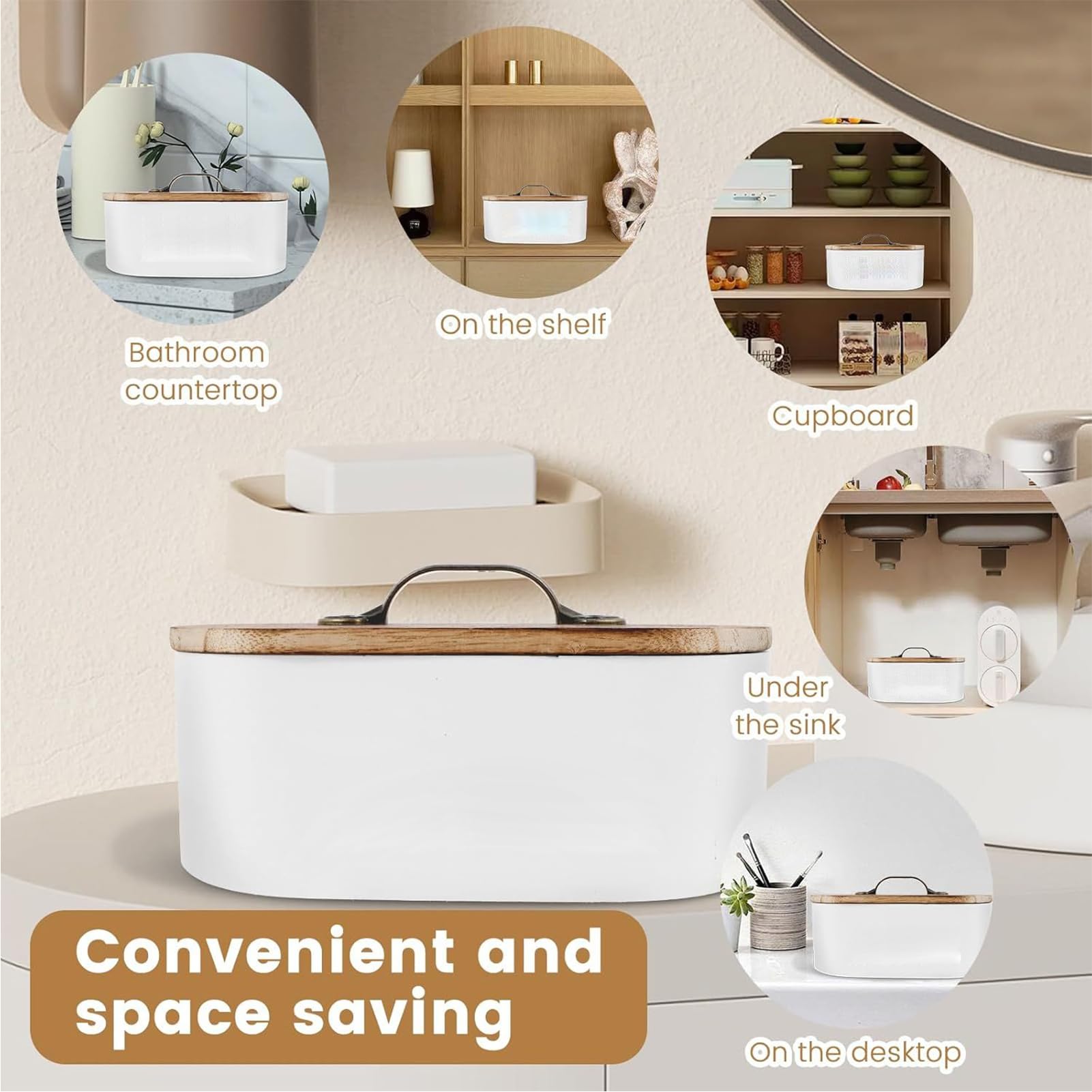 Porta tamponi – Scatola portaoggetti bianca per bagno | Scatola portaoggetti in legno con coperchio | decorativi per il bagno per tamponi per forcine per medicine cosmetici armadio tavolo