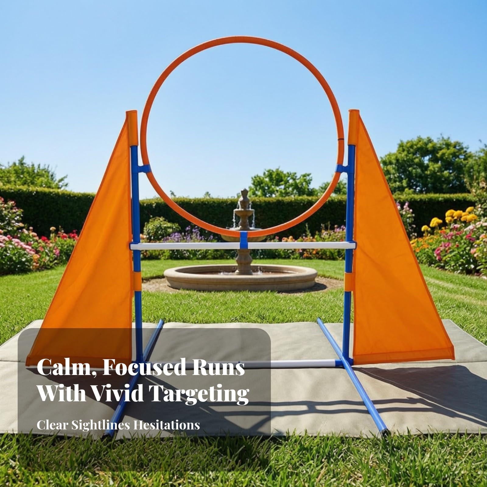 Agility Trainingshürde für Hunde mit Rahmen Und Fahnen aus Oxford Und Kunst für Gezieltes Springtraining Im Garten für Den Täglichen Gebrauch