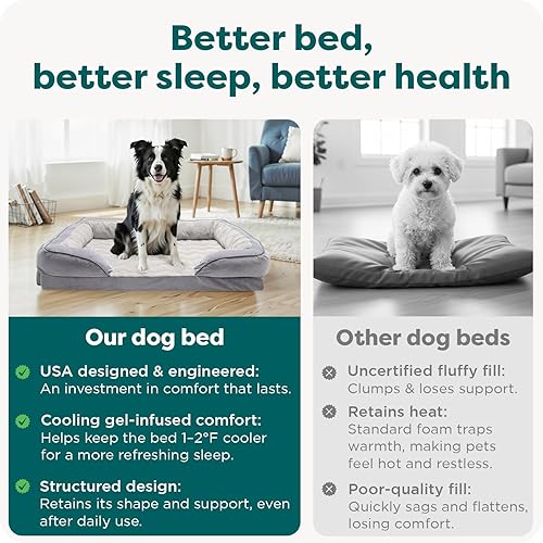 Miniatura 7 de Furhaven - Cama grande de espuma de gel refrescante para perro, comodidad perfecta, sofá de felpa y terciopelo con funda extraíble lavable, color