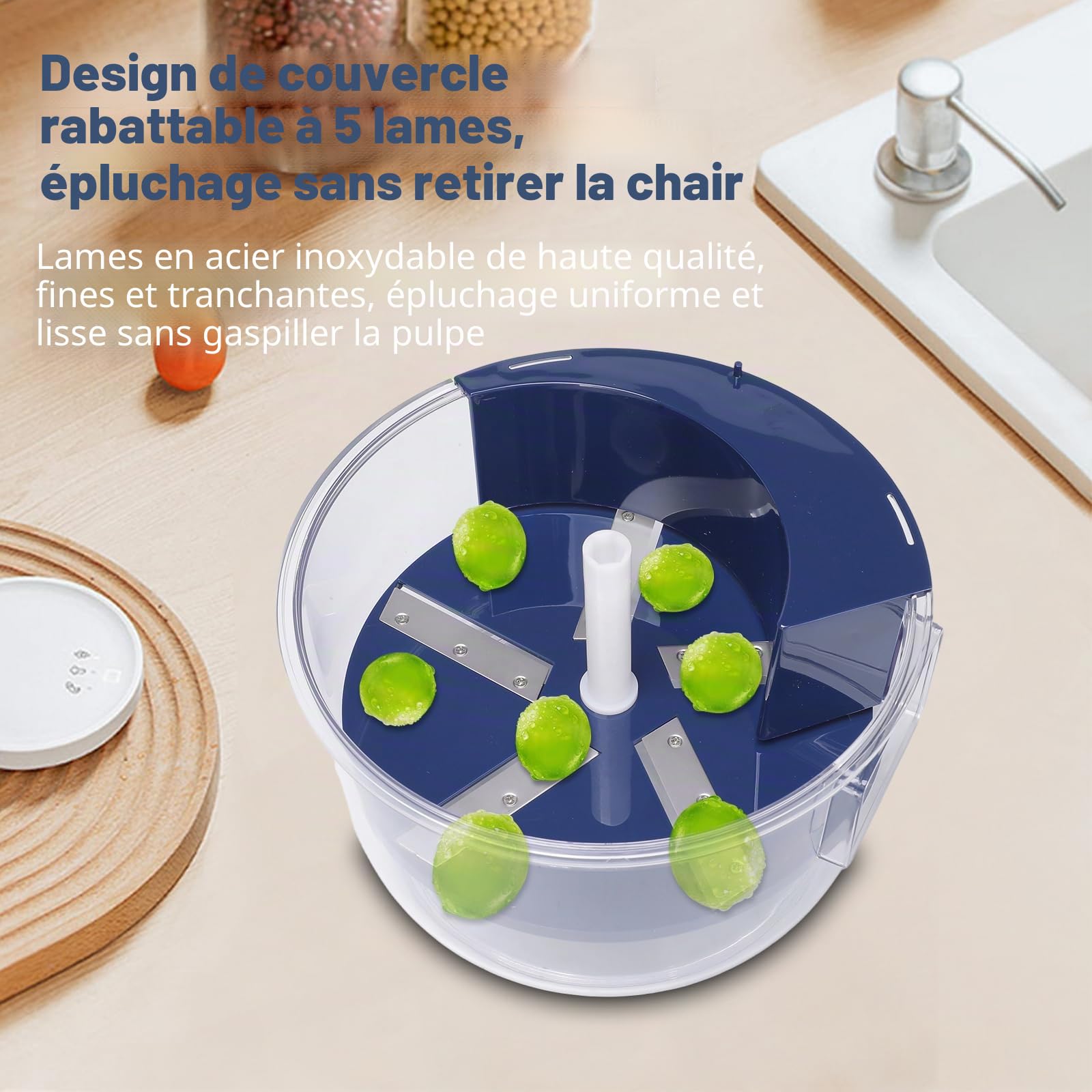 Éplucheur de raisin,électrique portable pour fruits et légumes (Bleu)