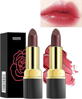 Magical Discoloration Blue-Rose Temperature Changing Lipstick, Blue Lipstick with Flash Long-Lasting, Lipstick for Women, Color Changing Lip Gloss (2Pcs Black)