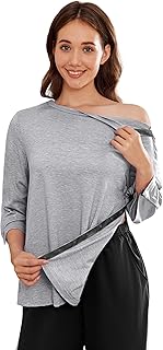 Post Shoulder Surgery Shirts for Women Tear Away 3/4 Tops After Rotator Cuff Shirts Chemo Port Adaptive Clothing