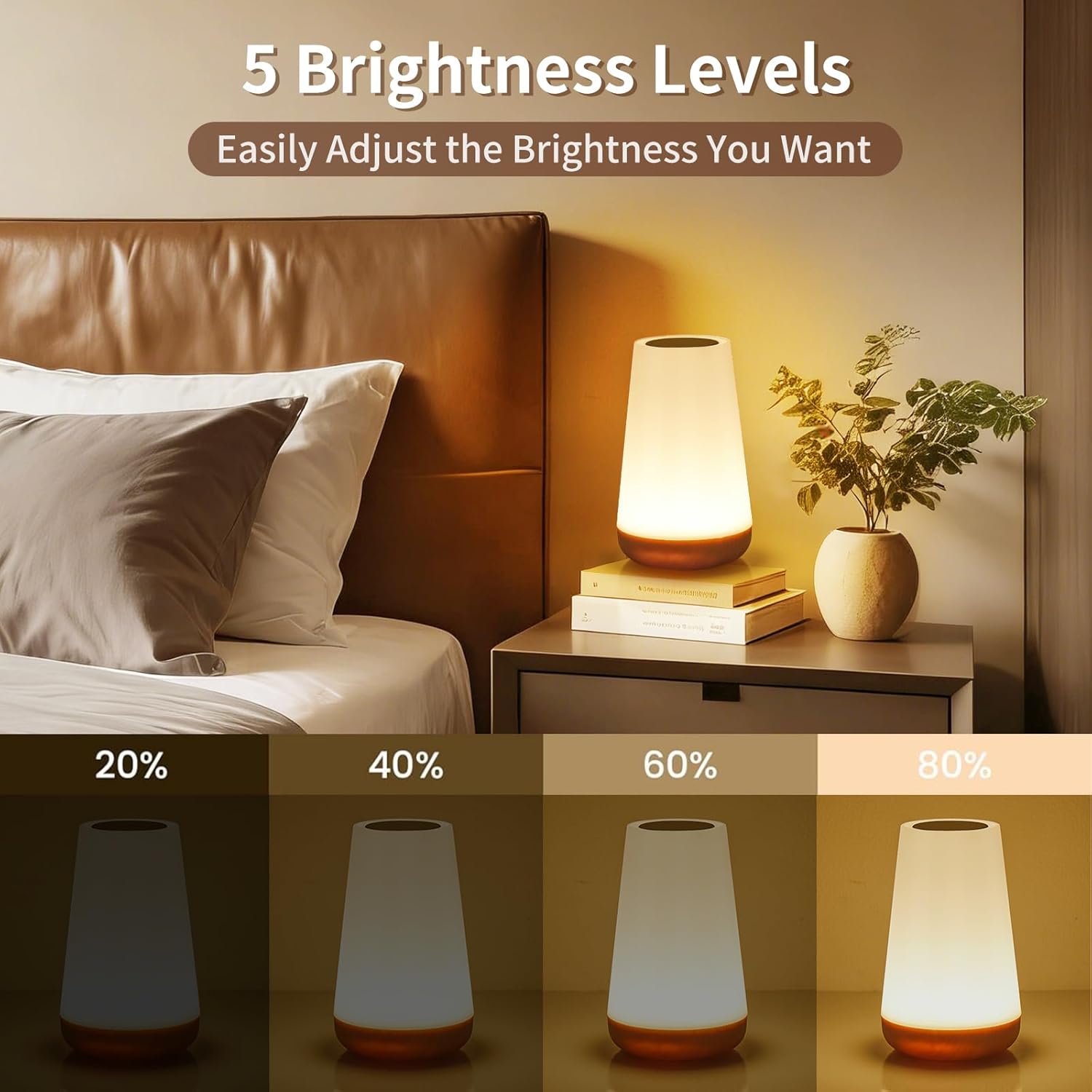 Night Light, Touch Bedside Table Lamp, Remote Control Dimmable Desk Lamp with RGB Color Changing, Portable Table Bedside Lamps for Bedroom, Living Room