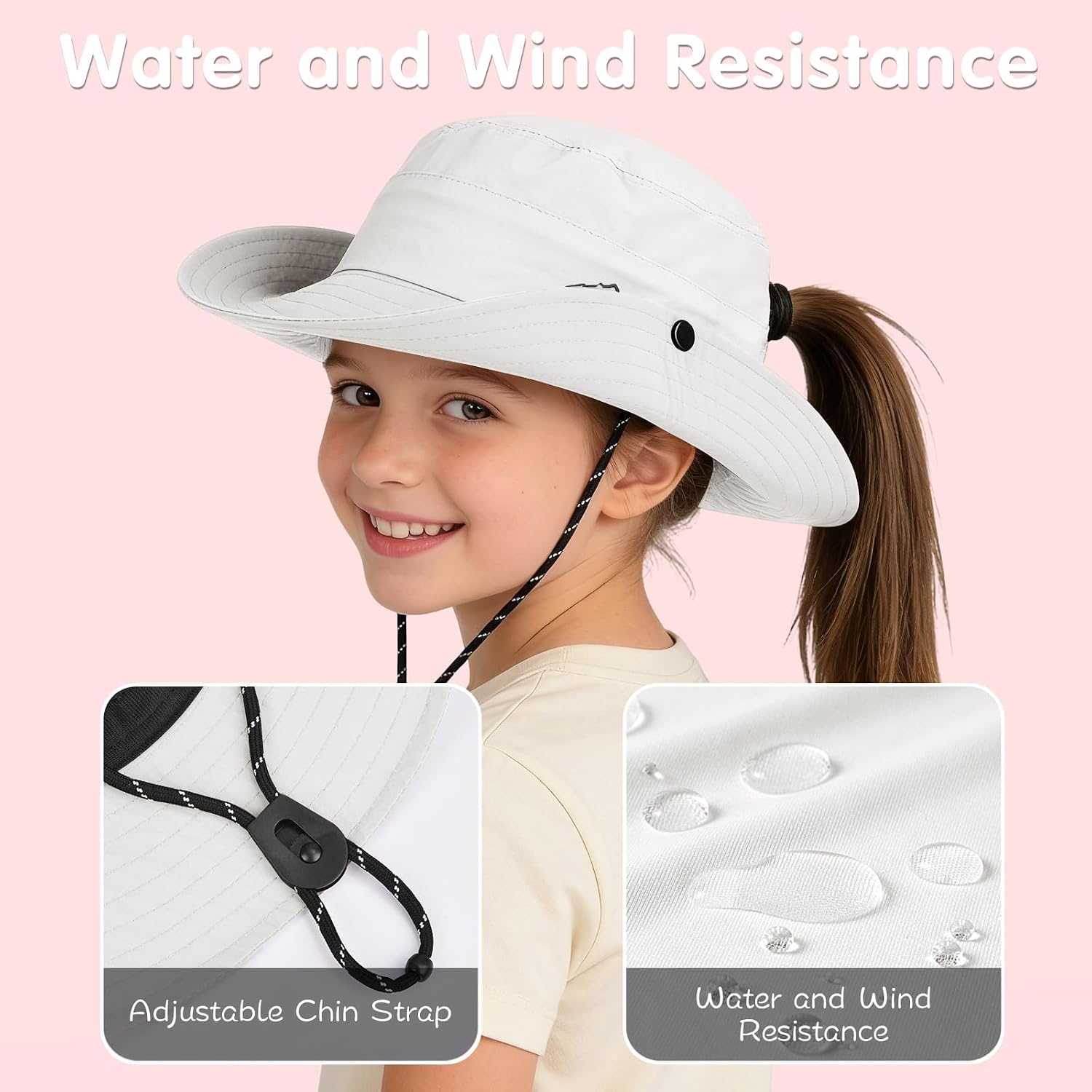 ZOORON Kids UPF 50+ Sun Hat for Boys Girls Wide Brim Lightweight Bucket Hat for Hiking Beach Safari, Quick Dry Adjustable