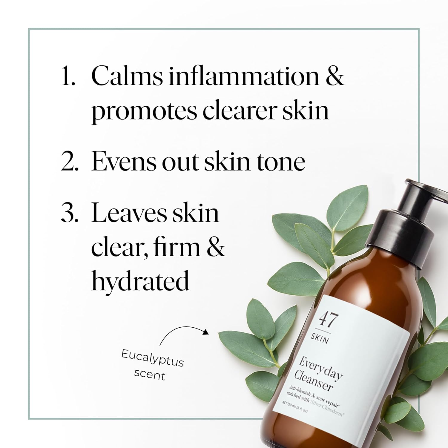 47 Skin Anti-blemish & Scar Repair Cleanser Enriched with Silver Chitoderm, Cleanser for All Skin Types, 300ml - Image 4