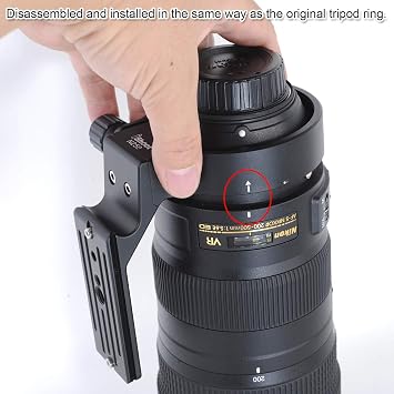 iShoot Lens Collar Compatible with Nikon AF-S NIKKOR 200-500mm f/5.6E ED VR, Lens Tripod Mount Ring Support Bracket Holder, Bottom is ARCA Fit Quick Release Plate for Tripod Ball Head ARCA-Swiss Type
