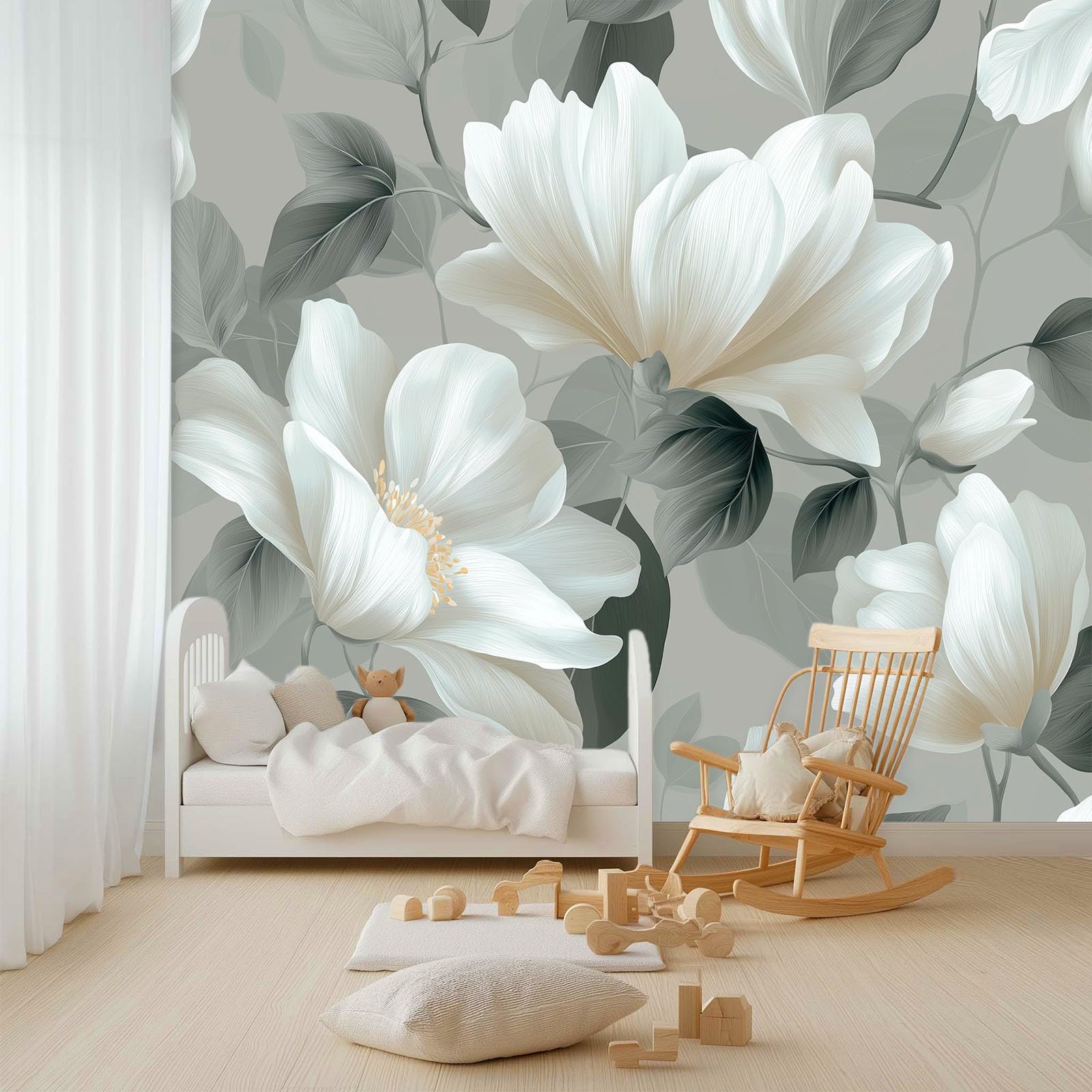 Fototapeta 3D Nowoczesna Gradient Kwiat Liść Do Salonu Ściany Meble, Fototapety 250 X 175 Cm Nowoczesne Do Sypialni, Szare Fototapety Odpowiednie Dla Dzieci Nastolatków Dorosłych