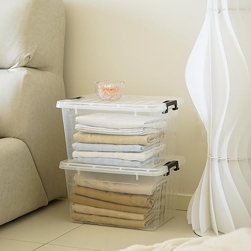 Miniatura 7 de Citylife - Contenedores de almacenamiento de plástico transparente de 22 cuartos de galón con tapas, cajas de almacenamiento apilables y encajables