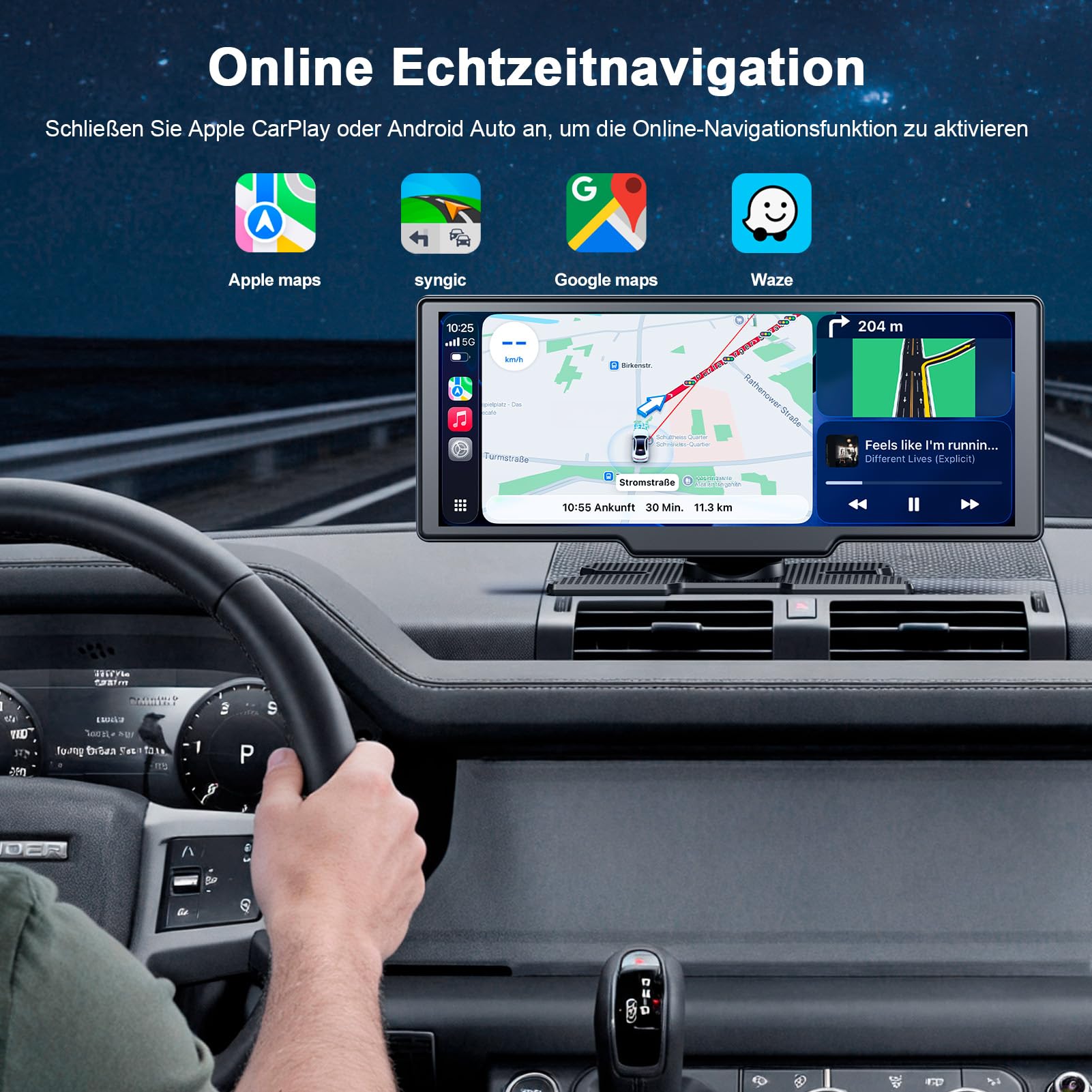 Carplay Display für Apple Car Play Android Auto 10,26 Zoll Tragbares Wireless CarPlay mit 1080P Rückfahrkamera, Bluetooth 5.2 Sprachsteuerung Mirror Link AUX FM, GPS Navigation, unterstützt TF Karte