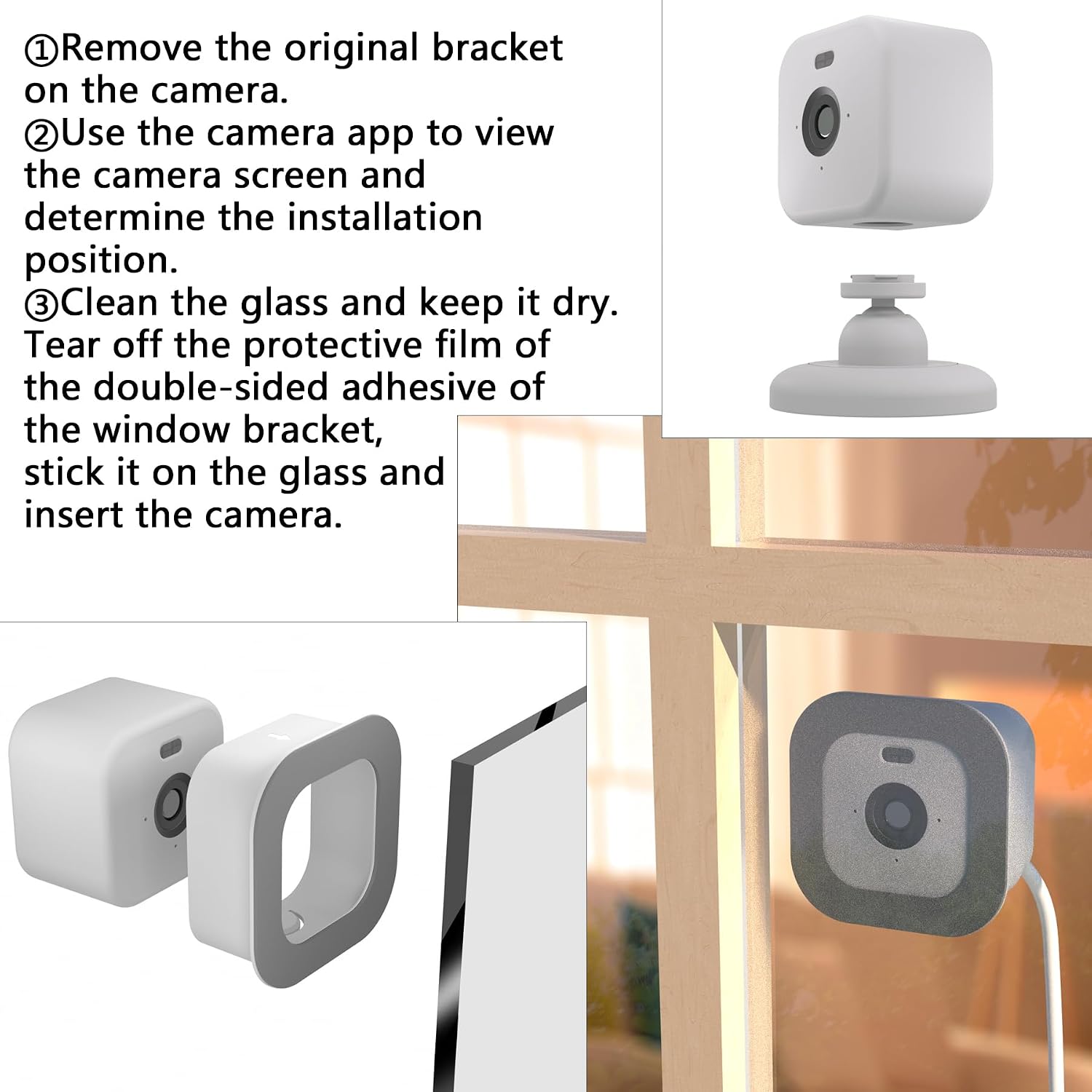 2 Pack Window Mount for Blink Mini 2, Blink Mini 2K+ (Newest Model) Camera, Adhesive Camera Holder for Blink Camera Indoor Window Glass Monitoring