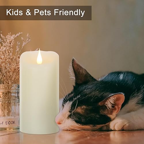 Miniatura 8 de TECHLONG Velas sin llama parpadeantes con llama en movimiento 3D, velas operadas por baterías con temporizador, duran más de 1000 horas, velas LED