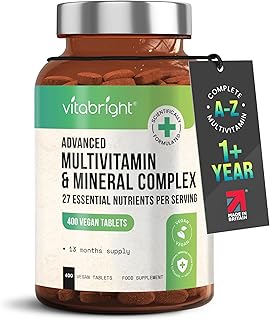 Multivitamin Tablets for Women/Multivitamin Tablets for Men - 100% of All Vitamins - 400 High Strength Multivitamins with Iron & Minerals - Adult Vegan Multi Vitamin - VitaBright Vitamin Supplements